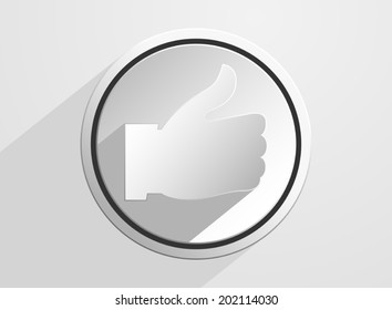 Thumbs up icon on a gray background