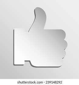 Thumbs Up Icon on a gray background, with shadow.