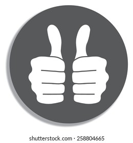 thumbs up icon on a grey background