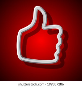 Thumbs up icon on red background
