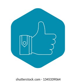 Thumbs up icon. Outline illustration of thumbs up vector icon for web