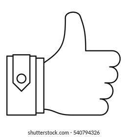 Thumbs up icon. Outline illustration of thumbs up vector icon for web