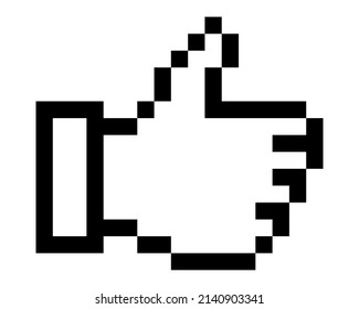 thumbs up icon Pixel Art isolated on white Background. Vector illustration.