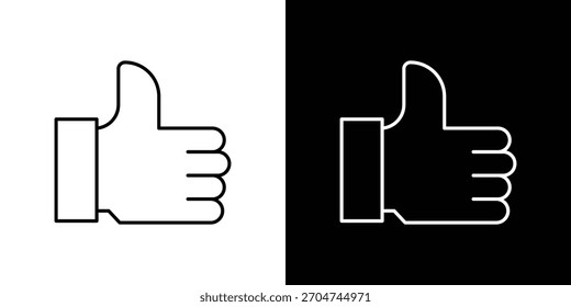 Pulgares hacia arriba icono de píxel perfecto. Símbolo de contorno. Dibujo lineal simple.