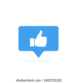 Thumbs up icon in rounded square pin. Modern flat style vector illustration.
