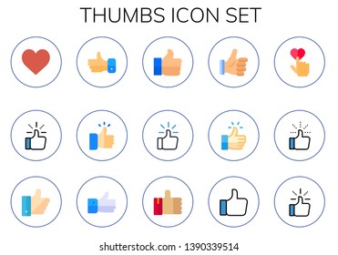 thumbs icon set. 15 flat thumbs icons.  Collection Of - like, thumbs up