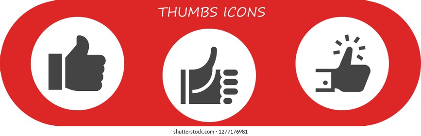  thumbs icon set. 3 filled thumbs icons. Simple modern icons about  - Like, Thumbs up
