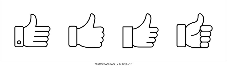 Thumbs up icon set, Black Thumb up icon on white background, Vector illustration.