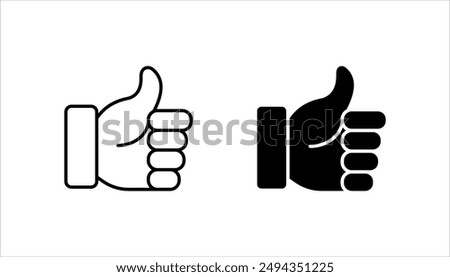 Thumbs up icon set, Black Thumb up icon on white background, Vector illustration.