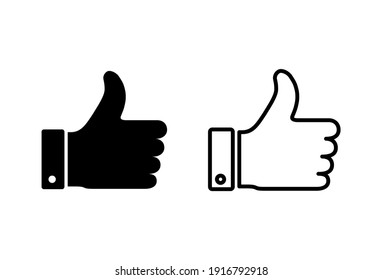 Thumbs up icon set. Hand like. Like icon vector. 