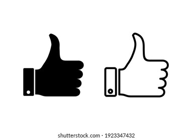 Thumbs up icon set. Hand like. Like icon vector. 