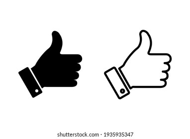 Thumbs up icon set. Hand like. Like icon vector. 