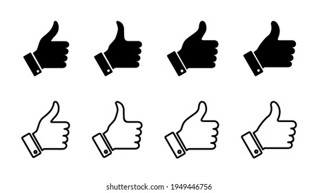 Conjunto de iconos de miniaturas. Me gusta la mano. Como un vector de icono. 