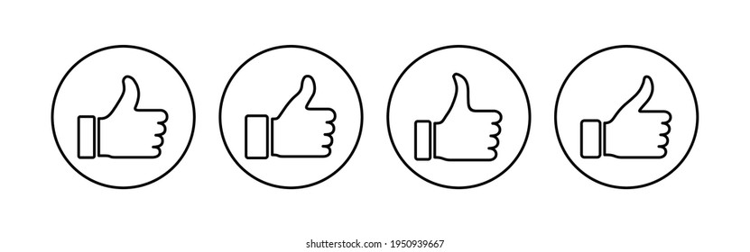 Thumbs up icon set. Hand like. Like icon vector. 