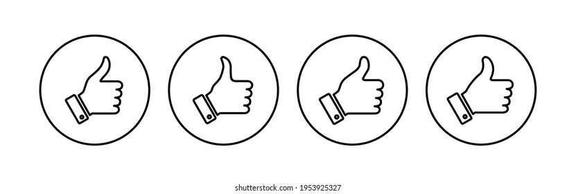 Thumbs up icon set. Hand like. Like icon vector. 