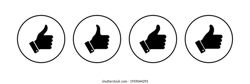 Thumbs up icon set. Hand like. Like icon vector. 