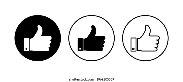 Thumbs up icon set. Hand like. Like icon vector. 