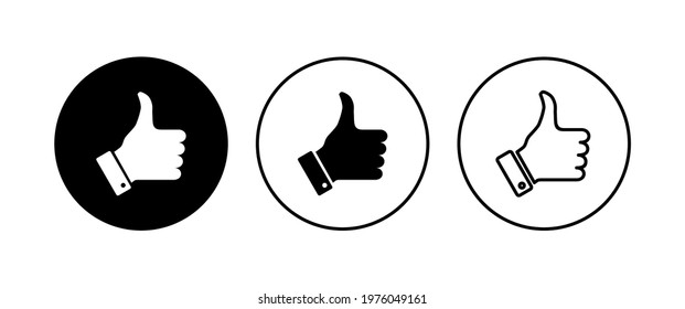 Thumbs up icon set. Hand like. Like icon vector. 