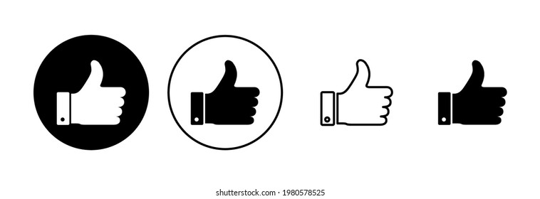 Thumbs up icon set. Hand like. Like icon vector. 