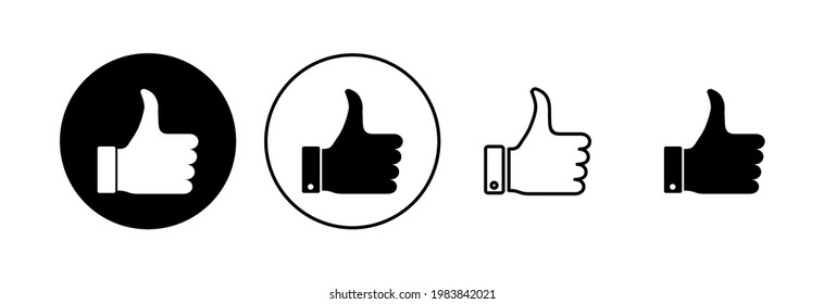 Thumbs up icon set. Hand like. Like icon vector. 