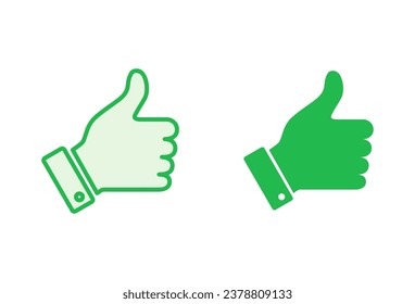 Thumbs up icon set. Hand like. Like icon vector. 