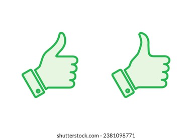 Thumbs up icon set. Hand like. Like icon vector. 