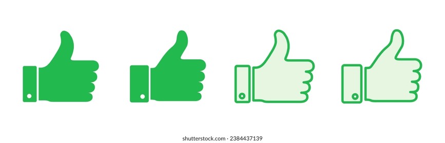 Thumbs up icon set. Hand like. Like icon vector. 