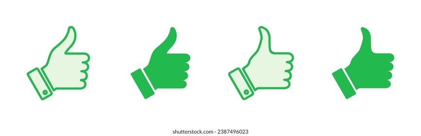 Thumbs up icon set. Hand like. Like icon vector. 
