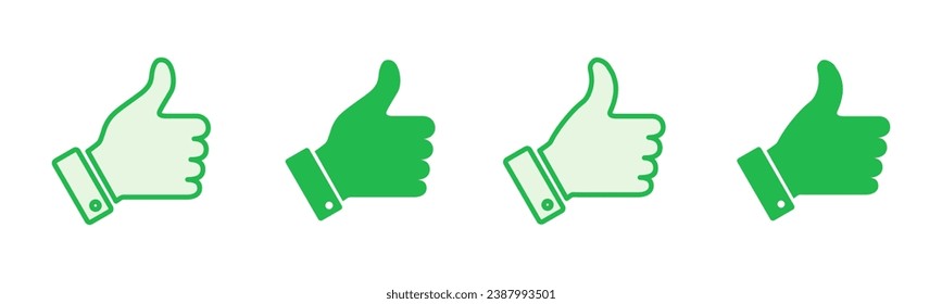 Thumbs up icon set. Hand like. Like icon vector. 