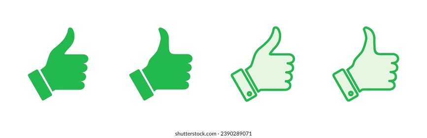 Thumbs up icon set. Hand like. Like icon vector. 