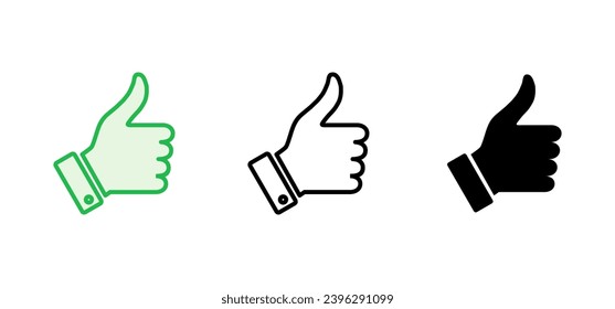 Thumbs up icon set. Hand like. Like icon vector. 