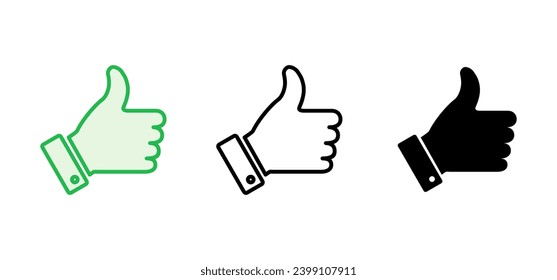 Thumbs up icon set. Hand like. Like icon vector. 