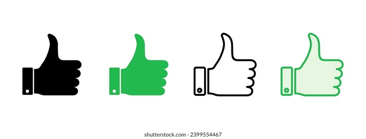 Thumbs up icon set. Hand like. Like icon vector. 