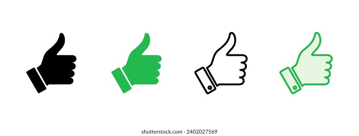 Conjunto de iconos de miniaturas. Me gusta la mano. Como un vector de icono. 