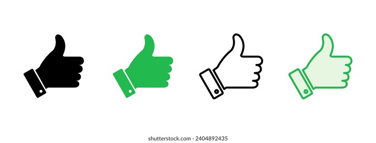Thumbs up icon set. Hand like. Like icon vector. 