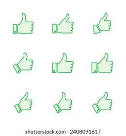Conjunto de iconos de miniaturas. Me gusta la mano. Como un vector de icono. 