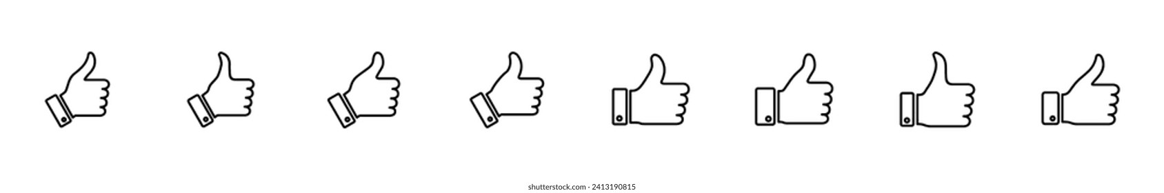 Thumbs up icon set. Hand like. Like icon vector. 