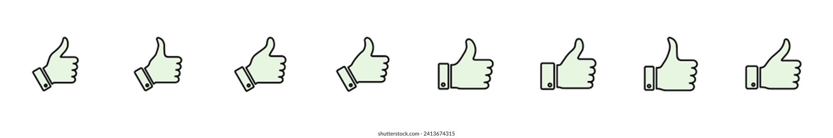 Conjunto de iconos de miniaturas. Me gusta la mano. Como un vector de icono. 