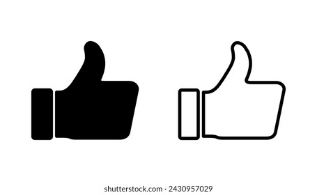 Thumbs up icon set. Hand like. Like icon vector. 