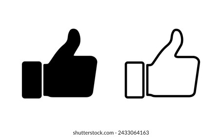 Thumbs up icon set. Hand like. Like icon vector. 