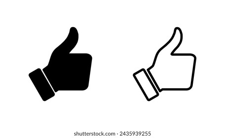 Thumbs up icon set. Hand like. Like icon vector. 