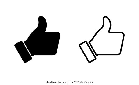 Thumbs up icon set. Hand like. Like icon vector. 