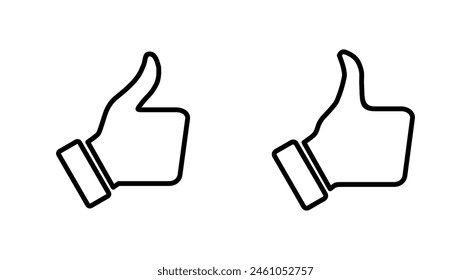 Thumbs up icon set. Hand like. Like icon vector. 