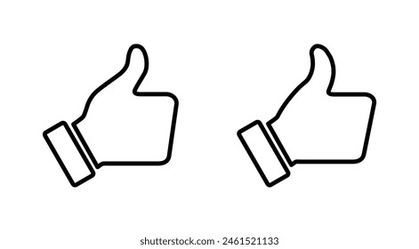 Thumbs up icon set. Hand like. Like icon vector. 