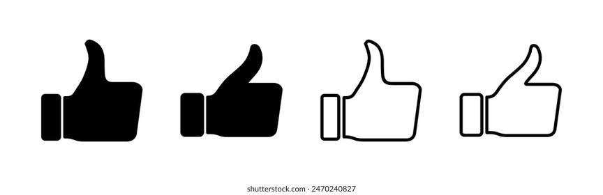 Thumbs up icon set. Hand like. Like icon vector. 