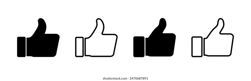 Thumbs up icon set. Hand like. Like icon vector. 