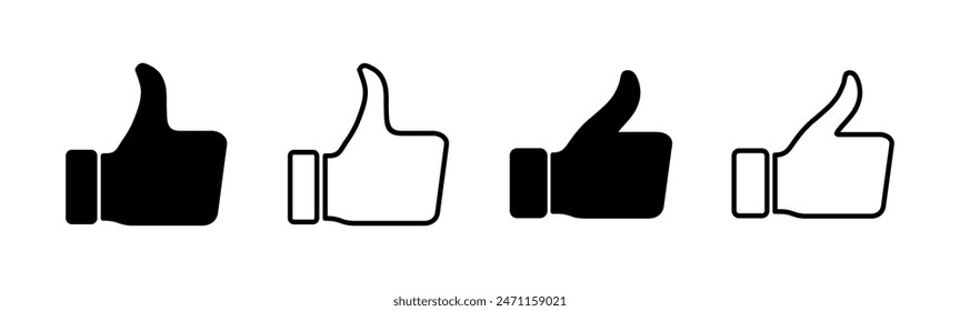 Thumbs up icon set. Hand like. Like icon vector. 