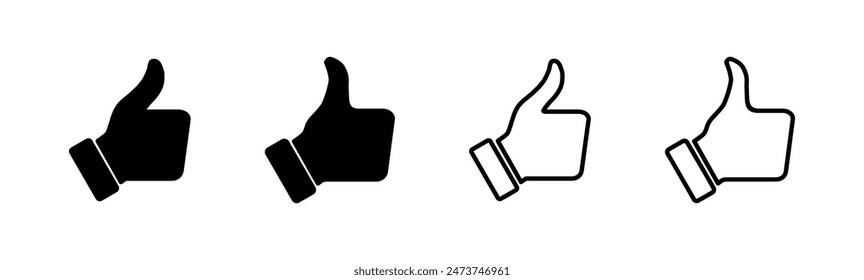 Thumbs up icon set. Hand like. Like icon vector. 