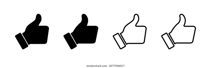 Thumbs up icon set. Hand like. Like icon vector. 