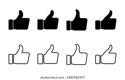 Thumbs up icon set. Hand like. Like icon vector. 